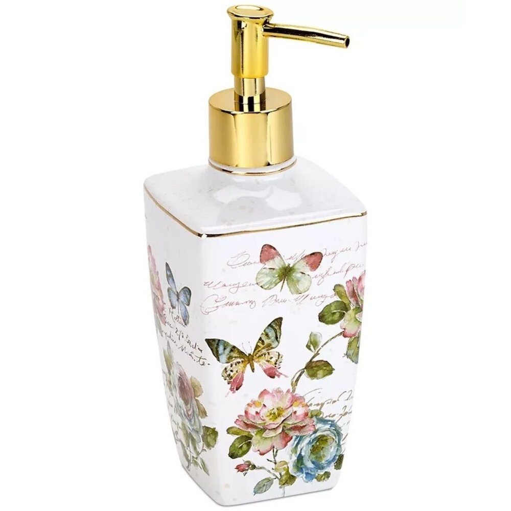 Avanti NEW Butterfly Garden White Ceramic Jar Floral Butterfly Design MSRP $30